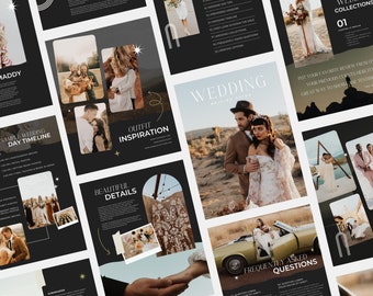 Luna / CANVA Guida ai prezzi per la fotografia Modello per rivista di matrimonio Elenco dei prezzi Brochure Fotografo Guida per il cliente Opuscolo modificabile PG010