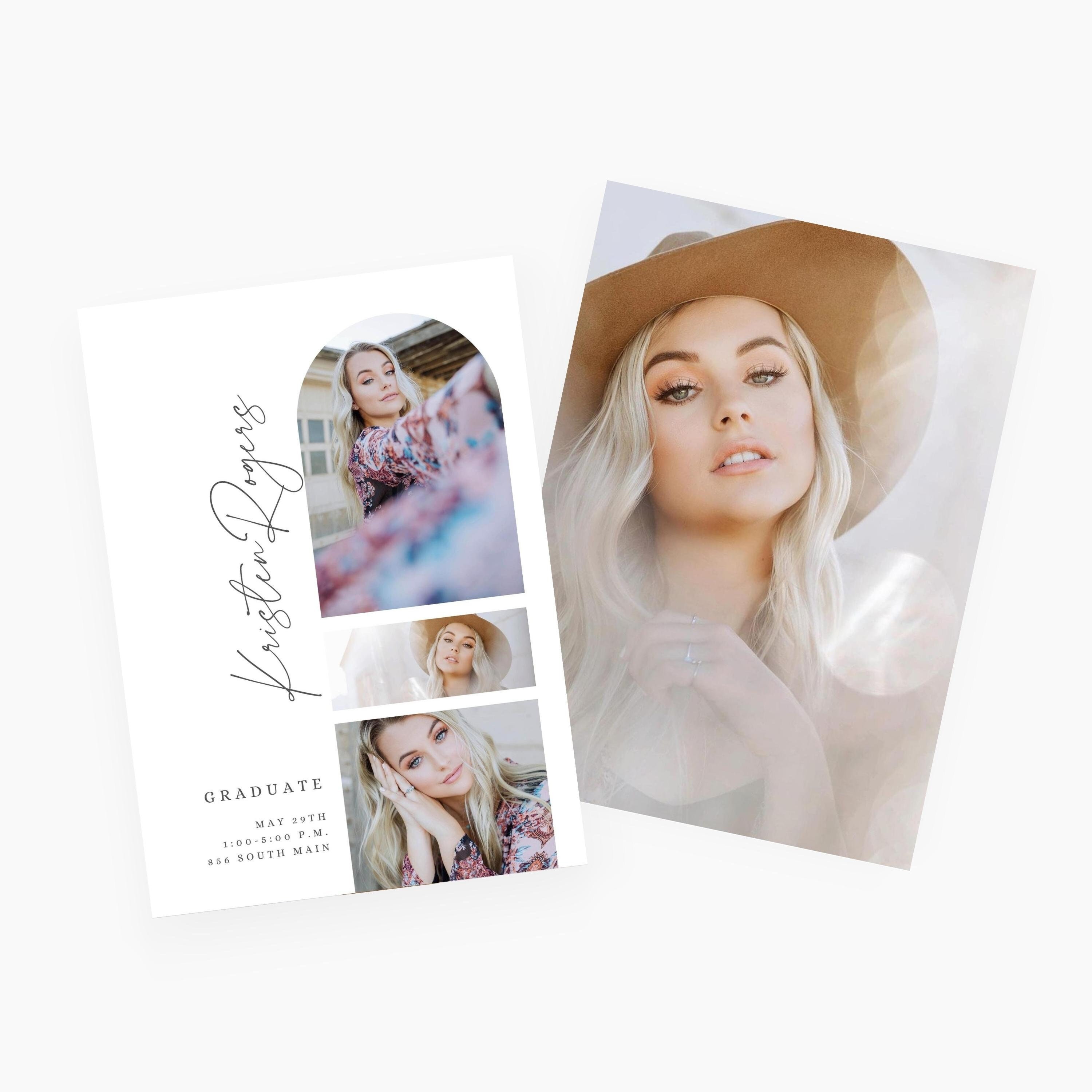 CANVA Graduation Invitation Template with Photo Card Editable Senior Printable Graduation Announcement Grad Invite Graduate CGRAD020