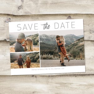 Save the Date Template with Photo Card Photoshop Template Photographers Wedding Photography PSD Rustic Postcard Photo Collage Save the Date