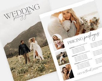 Harlow | CANVA Wedding Photography Pricing List Guide Template Pricing Sheet Photographer Price Guide Editable Canva Template PG006