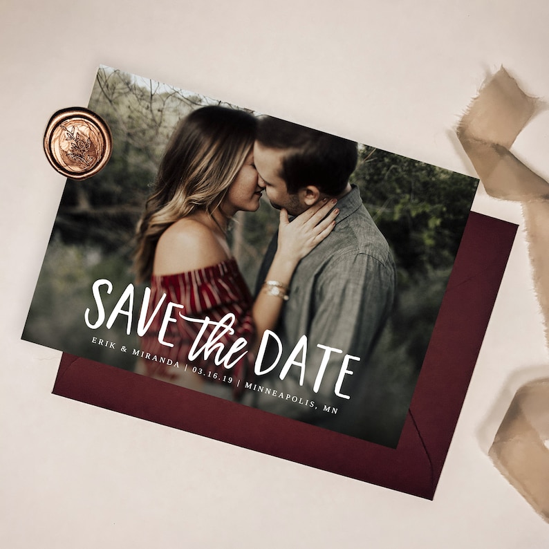 Save the Date Template with Photo Printable Save the Date Card Photo Save the Dates Templett Editable Save the Date with Pictures S043