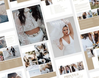 Sienna | CANVA Photography Pricing Guide Wedding Magazine Template Pricing Brochure Photographer Client Guide Editable Canva Booklet PG004
