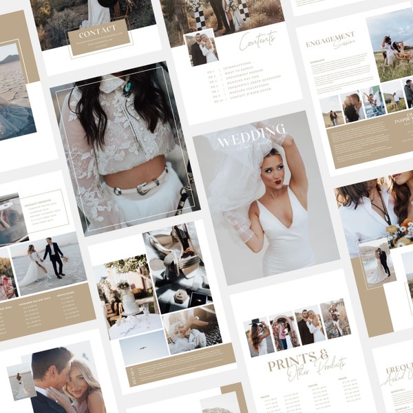 Sienna | CANVA Photography Pricing Guide Wedding Magazine Template Pricing Brochure Photographer Client Guide Editable Canva Booklet PG004