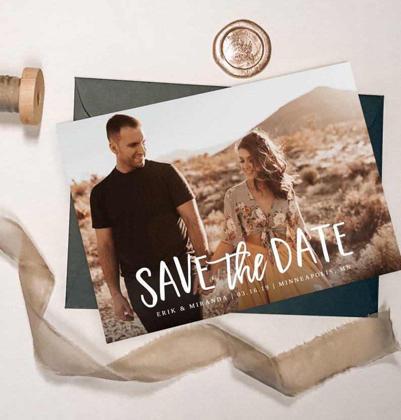 Save the Date Template with Photo Printable Save the Date Card Photo Save the Dates Templett Editable Save the Date with Pictures S043