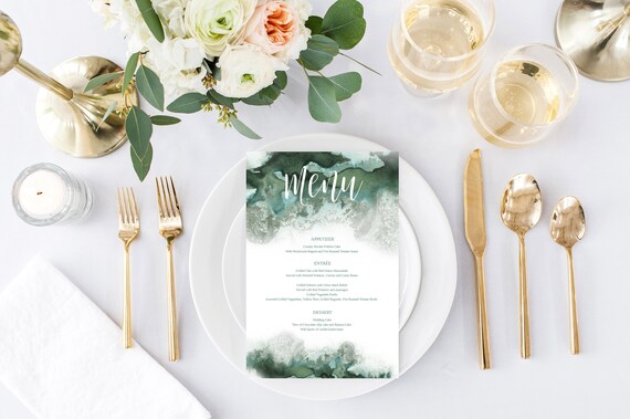 wedding dinner menu formal dinner menu instant download green etsy