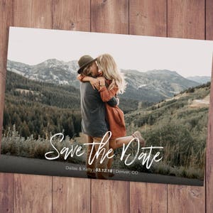 Save the Date Template with Photo Card Photoshop Template Photographers Wedding Photography PSD Rustic Postcard Photo Collage Save the Date