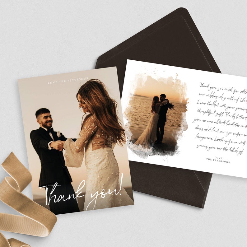 Wedding Thank You Card with Photo Template Printable Thank You image 3