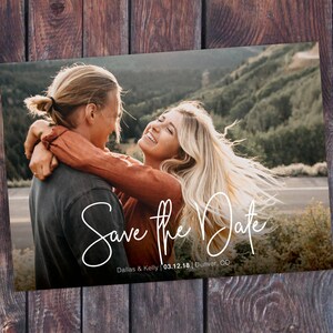 Save the Date Template with Photo Card Photoshop Template Photographers Wedding Photography PSD Rustic Postcard Photo Collage Save the Date