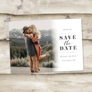 Save the Date Template with Photo Card Photoshop Template Photographers Wedding Photography PSD Rustic Postcard Photo Collage Save the Date