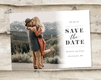 Save the Date Template with Photo Card Photoshop Template Photographers Wedding Photography PSD Rustic Postcard Photo Collage Save the Date