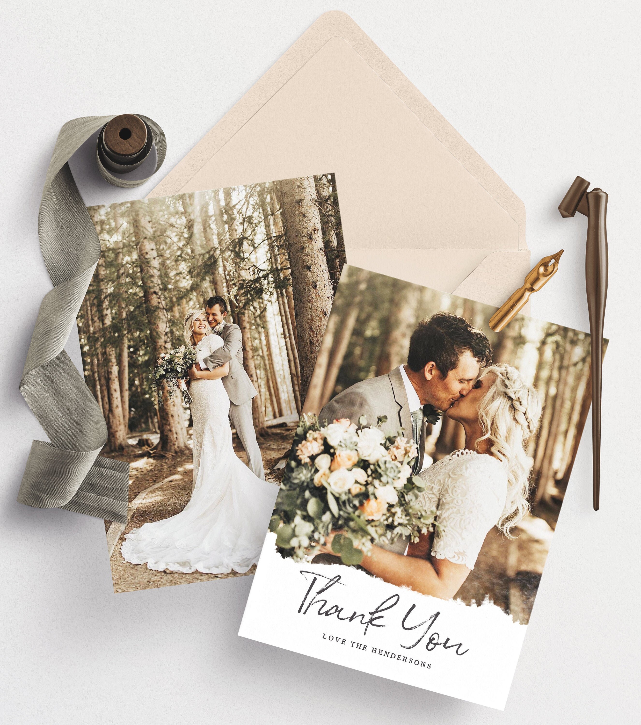 Wedding Thank You Card With Photo Template Printable Thank You - Etsy Wedding Thank You Card With Photo Template Printable Thank You - Etsy