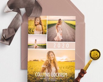 Graduation Invitation Template with Photo Card Photoshop Template Senior Graduation Announcement Template Grad Invite Photo Collage Graduate