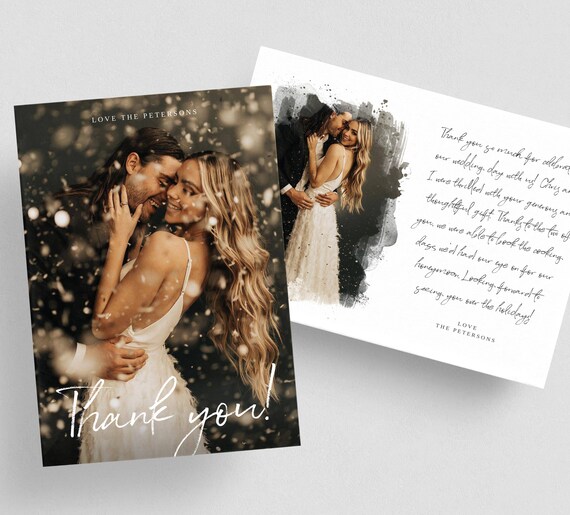 Wedding Thank You Card With Photo Template Printable Thank You Etsy