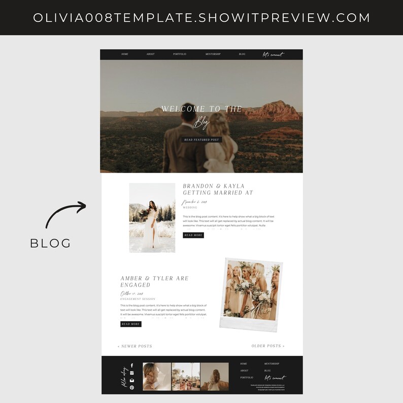 Olivia SHOWIT Website Template Photographer Website Template - Etsy