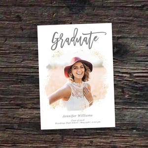 Graduation Invitation Template with Photo Card Photoshop Template Senior Graduation Announcement Template Grad Invite Photo Collage Graduate image 5