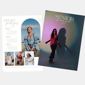 Poppy | CANVA Senior Photography Pricing List Guide Template Pricing Sheet Price List Photographer Price Guide Editable Canva Template PG005