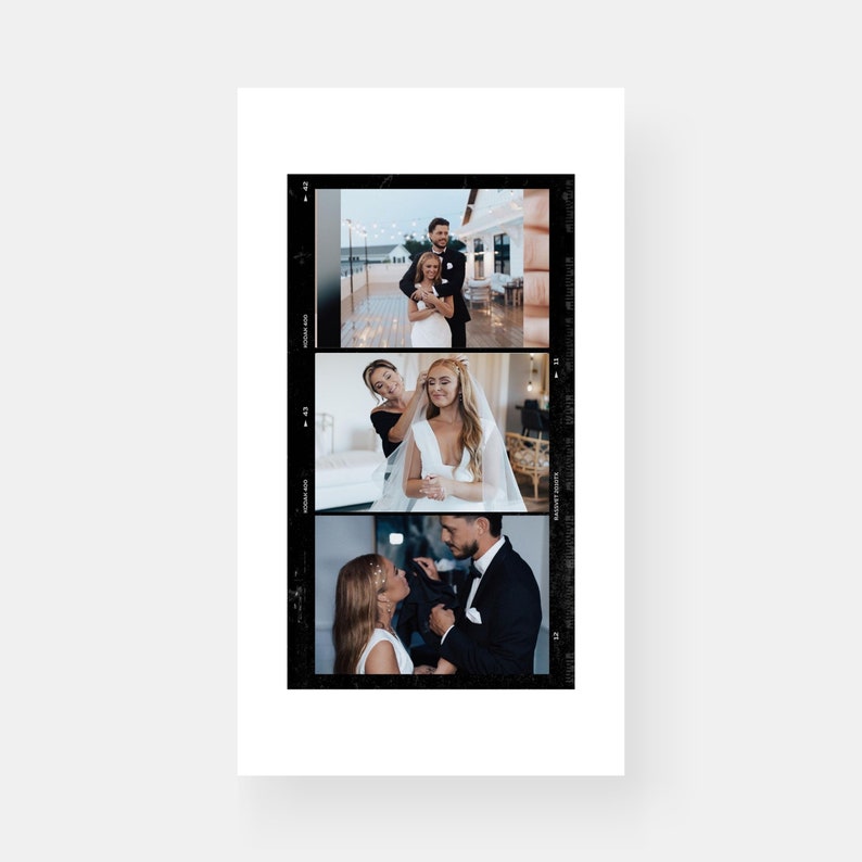 May include: Three black and white photographs of a wedding couple. The first photograph shows the couple standing together, the second photograph shows the bride having her veil adjusted, and the third photograph shows the couple looking at each other.