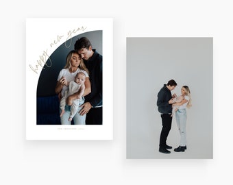 Arched Photo Christmas Card Canva Template | Minimalist Holiday New Year Card | Editable Family Christmas Card Multiple Sentiments CXMAS099