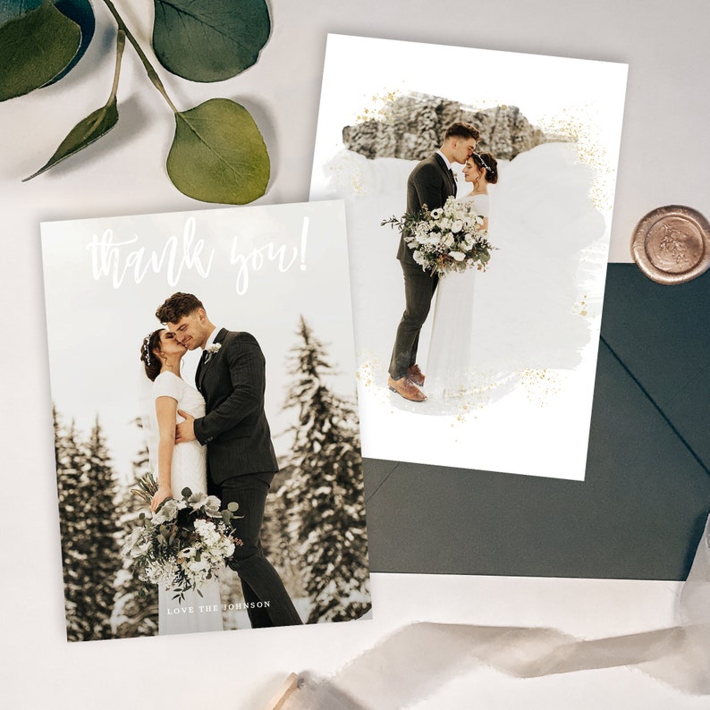 Wedding Thank You Card with Photo Template Printable Thank You Card Photo Thank You Card Templett Editable Download with Pictures TY043