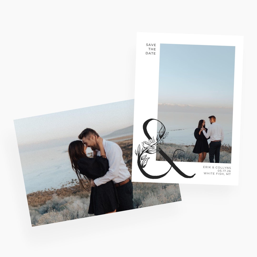 Canva save the date template with photo card template photographers