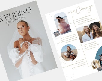 Poppy | CANVA Photography Wedding Day Timeline Schedule Template Photographer Editable Order of Events Guide Canva Template PG005