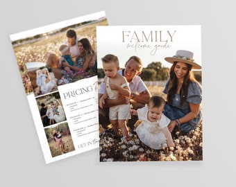 Harlow | Photoshop Family Photography Pricing List Guide Template Pricing Sheet Photographer Price Guide Editable Photoshop Sell Sheet PG006