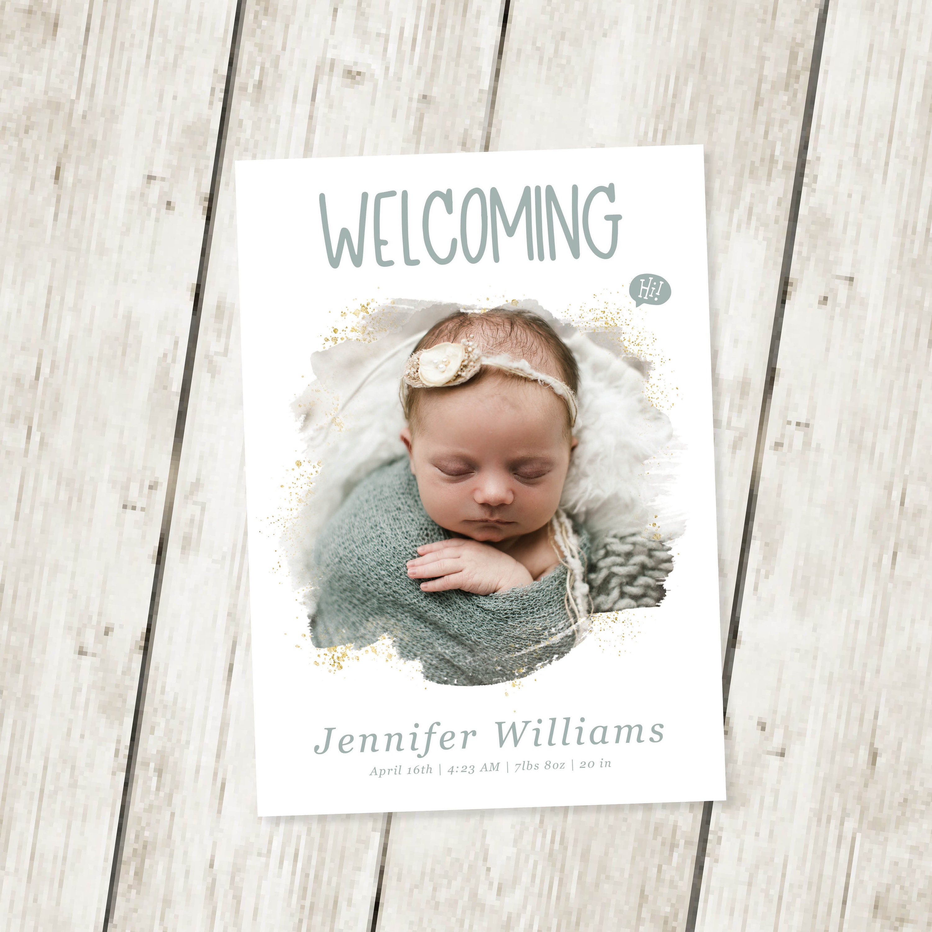 Newborn Baby Birth Announcement Card Baby Announcement Etsy