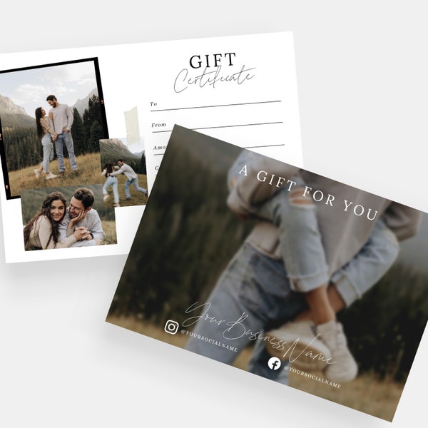 Willa | CANVA Photography Business Gift Certificate Template Photographer Gift Card Editable Template PG007