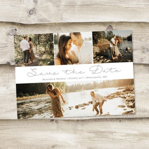 Bewaar de datumsjabloon met fotokaart Photoshop-sjabloon Fotografen Huwelijksfotografie PSD Rustieke briefkaart Fotocollage Bewaar de datum