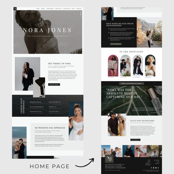 Nora | SHOWIT Website Template Photographer Website Template Photography Website Showit Website Template for Photographers Portfolio PG011
