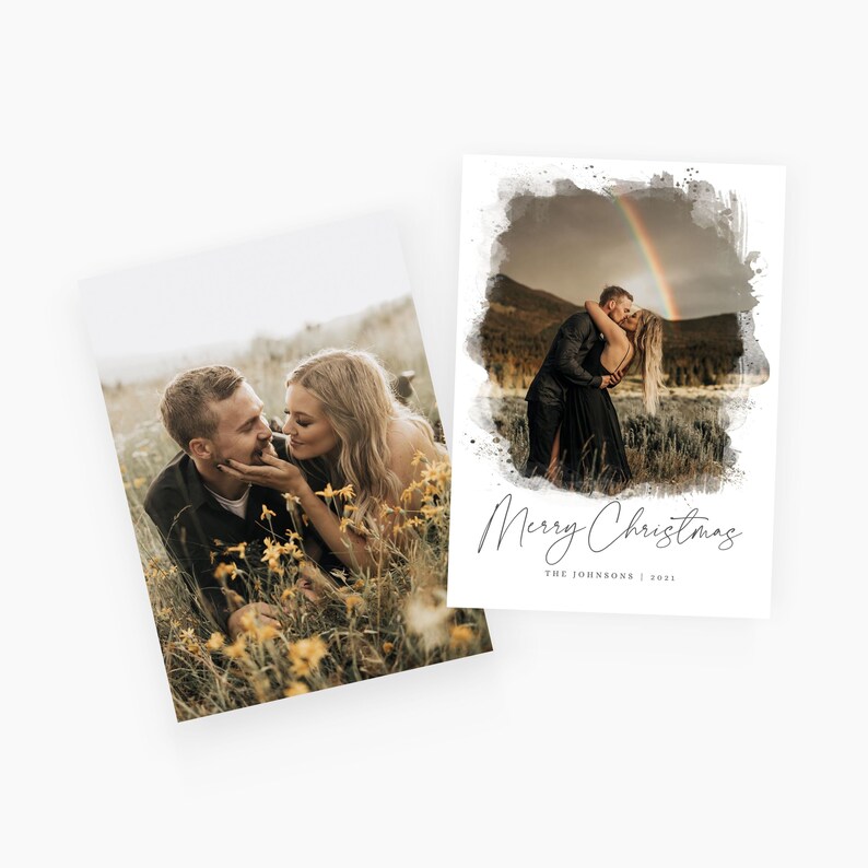 Canva kerstkaart met fotosjabloon Afdrukbare kerstkaart Foto kerstkaart Bewerkbare nieuwjaarskaart downloaden met afbeeldingen CXMAS052 afbeelding 3