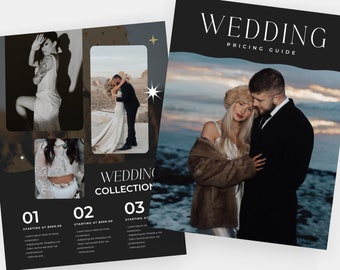 Luna | CANVA Wedding Photography Pricing List Guide Template Pricing Sheet Photographer Price Guide Editable Canva Template Hipster PG010