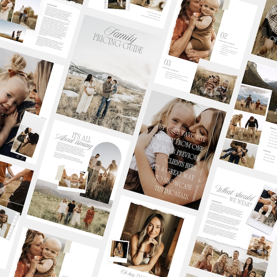 Sophia | CANVA Photography Pricing Guide Family Magazine Template Pricing Brochure Photographer Price Guide Editable Canva Booklet PG009