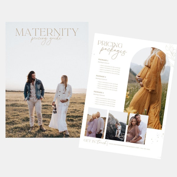 Poppy | CANVA Pregnancy Maternity Motherhood Photography Pricing Guide Template Sheet Photographer Price Editable Canva Template PG005