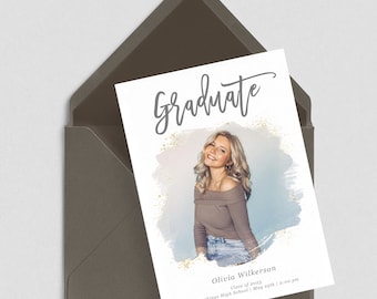 Graduation Invitation Template with Photo Card Photoshop Template Senior Graduation Announcement Template Grad Invite Photo Collage Graduate