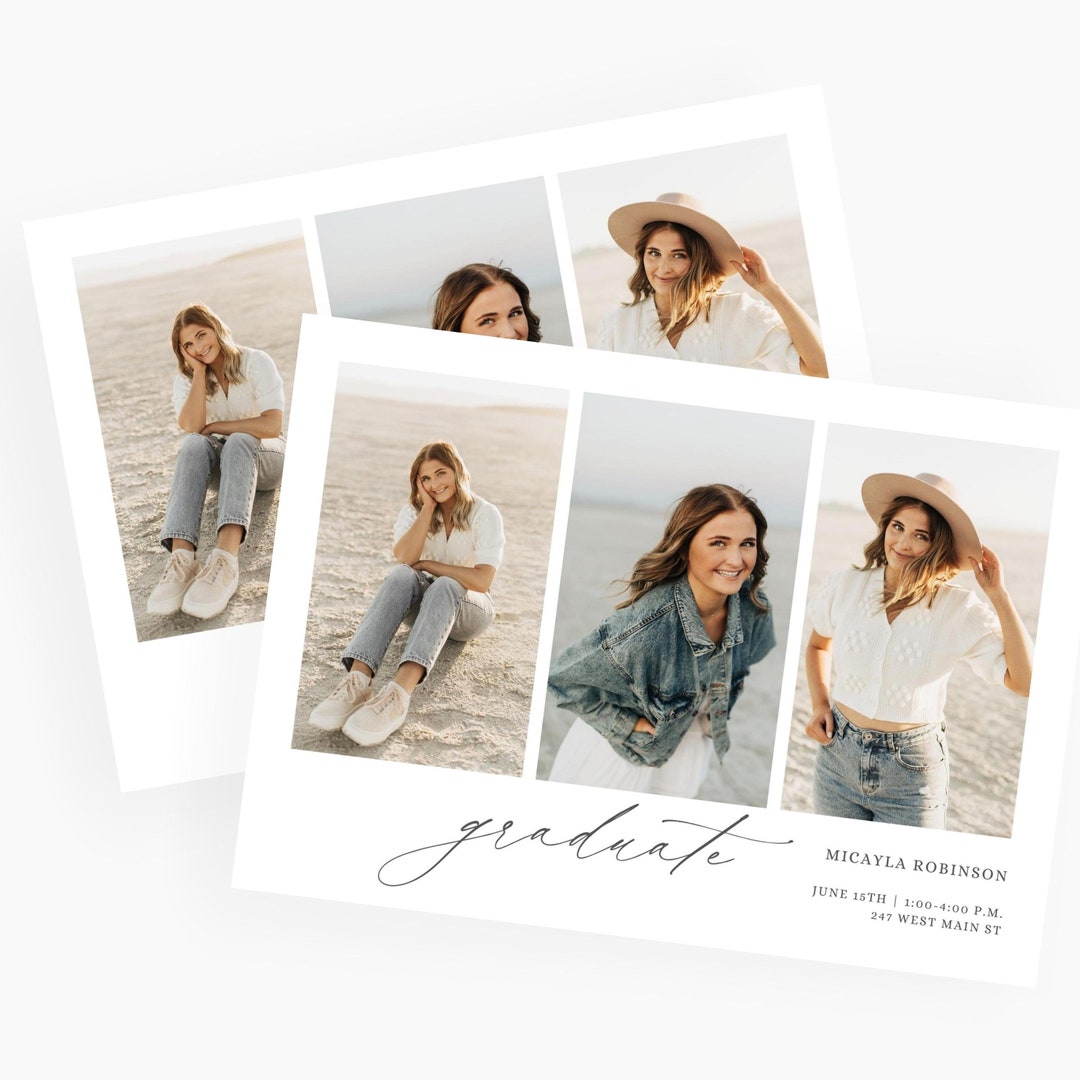  CANVA Graduation Invitation Template With Photo Card Editable Etsy