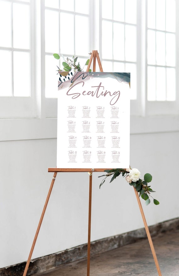 Wedding Seating Chart INSTANT Downloadblush Navy Teal Modern | Etsy