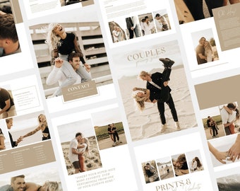 Sienna | CANVA Photography Pricing Guide Couples Engagement Wedding Magazine Template Style Guide Client Guide Editable Canva Book PG004