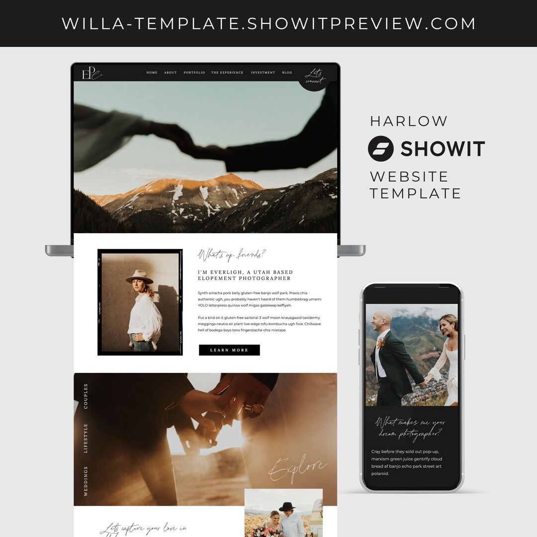 Willa SHOWIT Website Template Photographer Website Template Photography