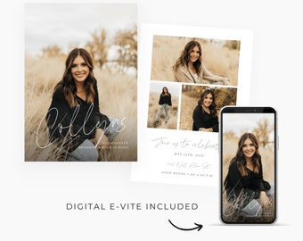 CANVA Graduation Invitation Template with Photo Card Printable Digital Evite Graduation Announcement Grad Electronic Invite CGRAD039