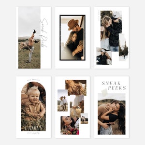 Olivia Canva Instagram story templates designed for photographers, life coaches, wedding professionals to help increase bookings. A modern and minimalist vibe featuring arch frames, film frames, testimonials and cursive