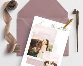Graduation Invitation Template with Photo Card Photoshop Template Senior Graduation Announcement Template Grad Invite Photo Collage Graduate