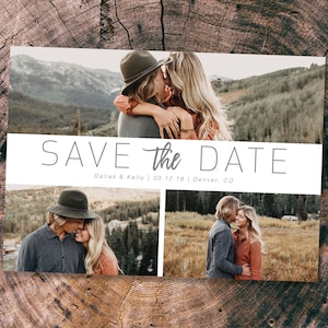 Save the Date Template with Photo Card Photoshop Template Photographers Wedding Photography PSD Rustic Postcard Photo Collage Save the Date