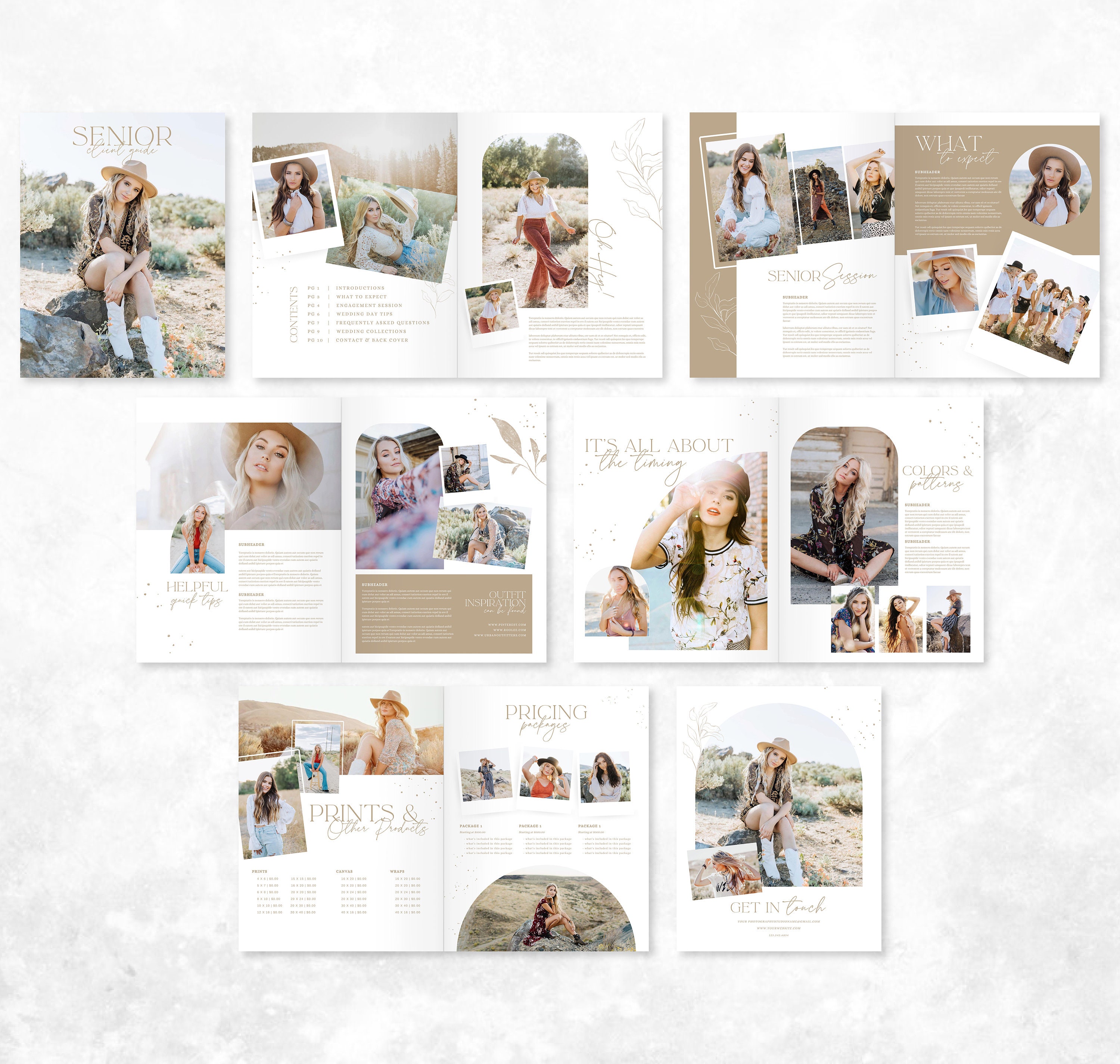 Poppy | CANVA Photography Pricing Guide Senior Style Guide Client Welcome Magazine Template Client Guide Editable Canva Booklet PG005