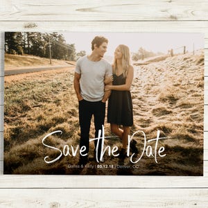 Save the Date Template with Photo Card Photoshop Template Photographers Wedding Photography PSD Rustic Postcard Photo Collage Save the Date
