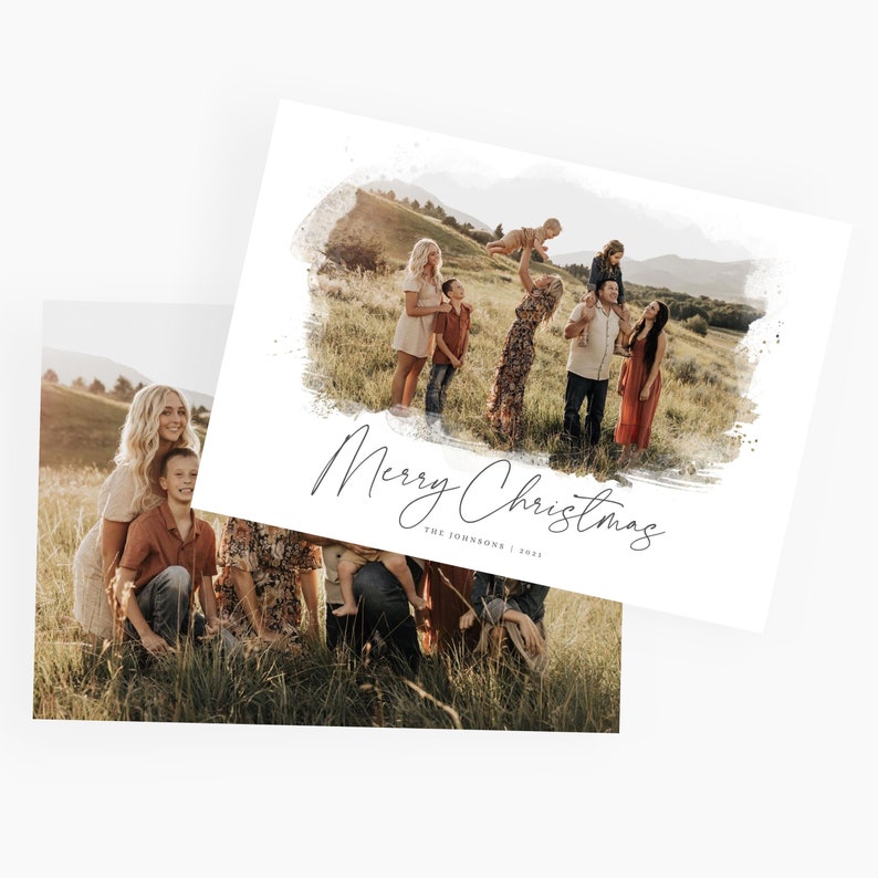 Canva kerstkaart met fotosjabloon Afdrukbare kerstkaart Foto kerstkaart Bewerkbare nieuwjaarskaart downloaden met afbeeldingen CXMAS052 afbeelding 2