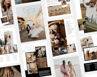 Willa / CANVA Guida ai prezzi per la fotografia Modello di rivista per matrimoni Brochure sui prezzi Guida per il cliente del fotografo Opuscolo modificabile PG007