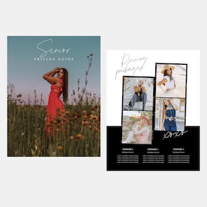 Willa | CANVA Senior Photography Pricing List Guide Template Pricing Sheet Price List Photographer Price Guide Editable Canva Template PG007