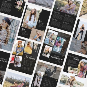 Luna | CANVA Photography Pricing Guide Senior Style Guide Client Welcome Magazine Template Client Guide Editable Canva Booklet PG010