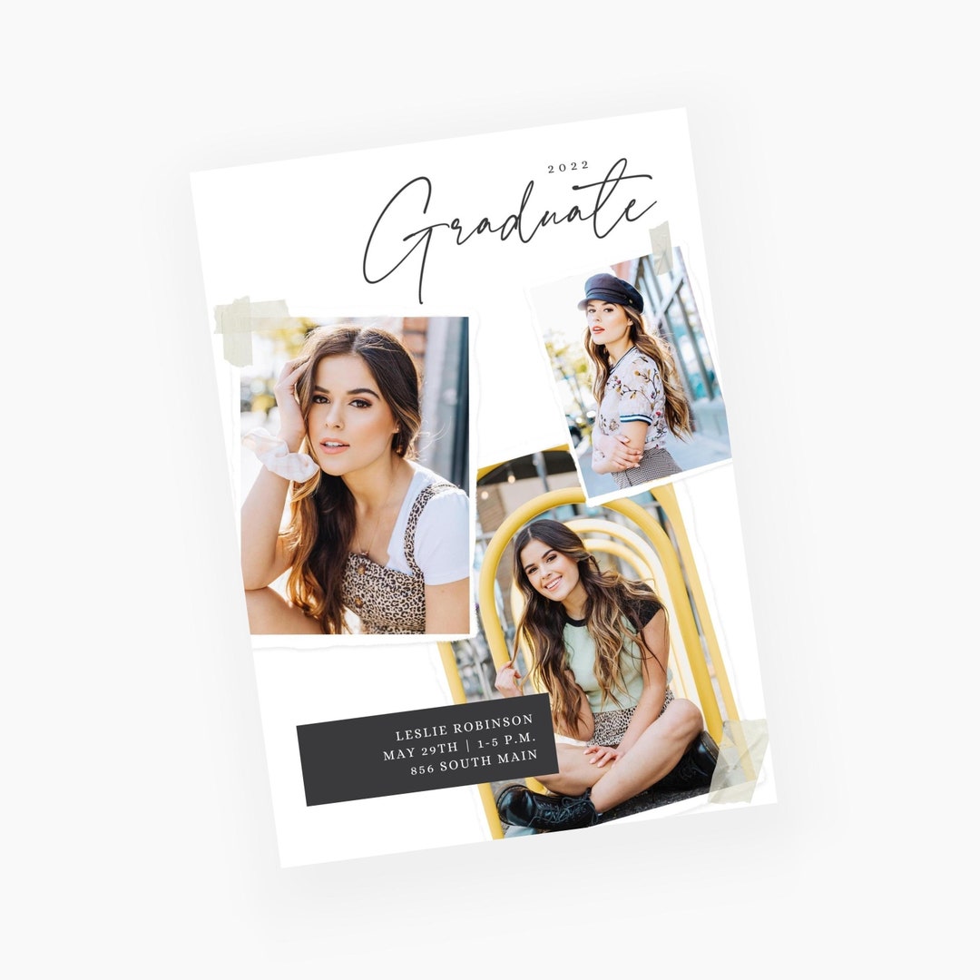  CANVA Graduation Invitation Template With Photo Card Editable Etsy